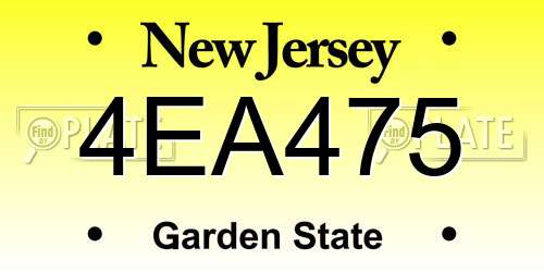 4EA475 New Jersey License Plate