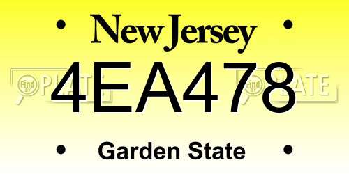 4EA478 New Jersey License Plate