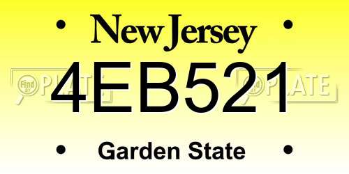 4EB521 New Jersey License Plate