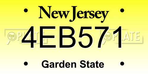 4EB571 New Jersey License Plate