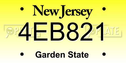 4EB821 New Jersey License Plate