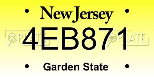 4EB871 New Jersey License Plate
