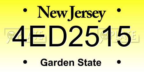 4ED2515 New Jersey License Plate