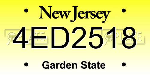 4ED2518 New Jersey License Plate