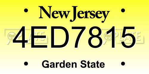 4ED7815 New Jersey License Plate