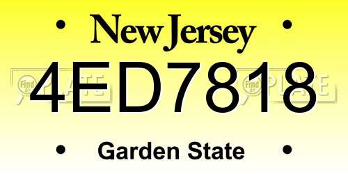 4ED7818 New Jersey License Plate