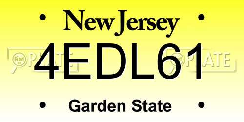 4EDL61 New Jersey License Plate