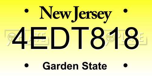 4EDT818 New Jersey License Plate
