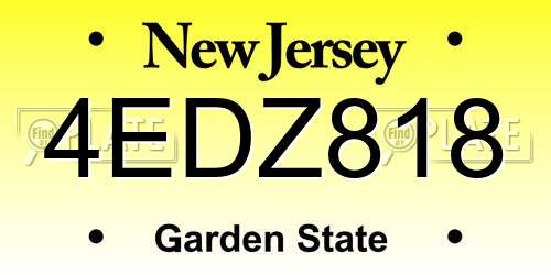 4EDZ818 New Jersey License Plate