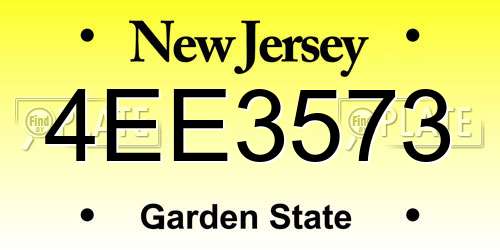 4EE3573 New Jersey License Plate