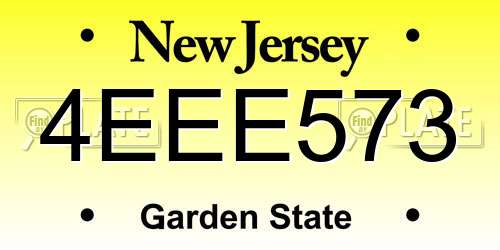 4EEE573 New Jersey License Plate