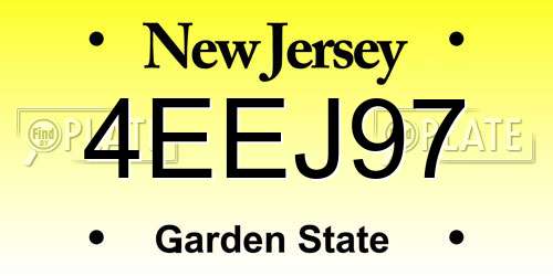 4EEJ97 New Jersey License Plate