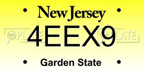 4EEX9 New Jersey License Plate