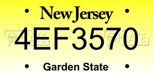 4EF3570 New Jersey License Plate