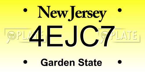 4EJC7 New Jersey License Plate