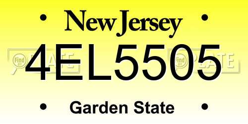 4EL5505 New Jersey License Plate