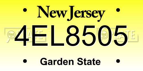 4EL8505 New Jersey License Plate