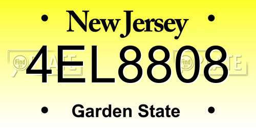 4EL8808 New Jersey License Plate