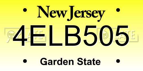 4ELB505 New Jersey License Plate