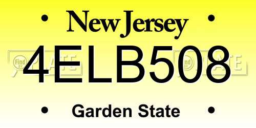 4ELB508 New Jersey License Plate