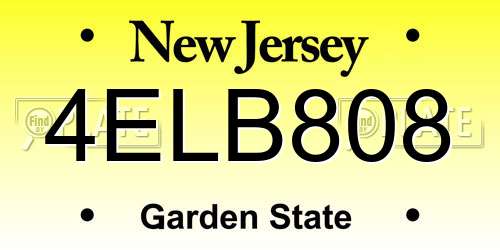 4ELB808 New Jersey License Plate