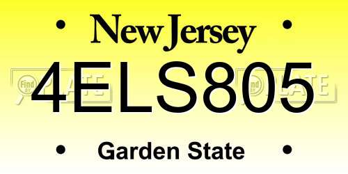 4ELS805 New Jersey License Plate