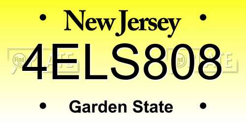 4ELS808 New Jersey License Plate