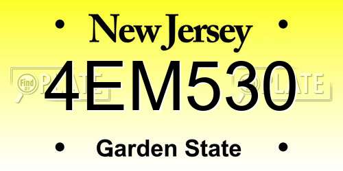 4EM530 New Jersey License Plate