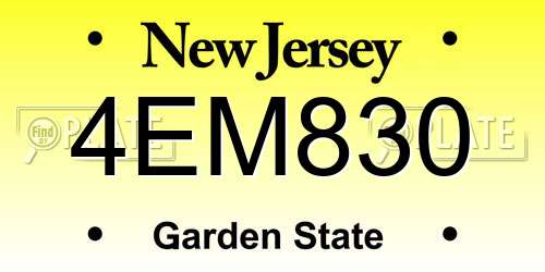 4EM830 New Jersey License Plate