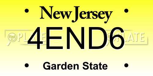 4END6 New Jersey License Plate