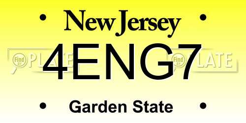 4ENG7 New Jersey License Plate