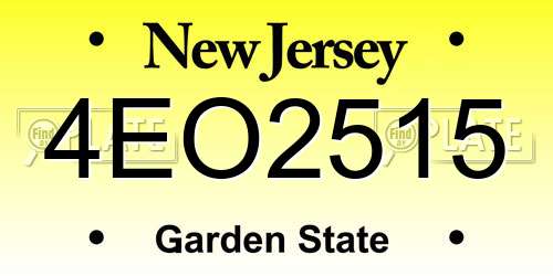4EO2515 New Jersey License Plate
