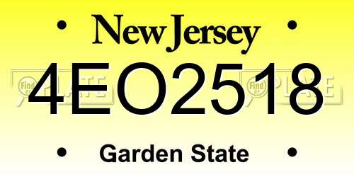 4EO2518 New Jersey License Plate
