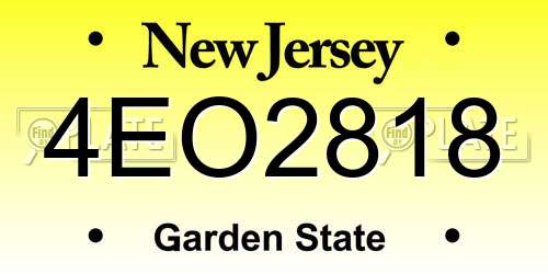 4EO2818 New Jersey License Plate