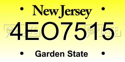 4EO7515 New Jersey License Plate