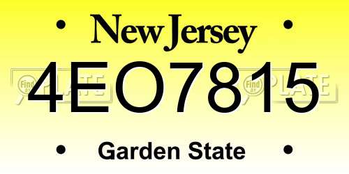 4EO7815 New Jersey License Plate