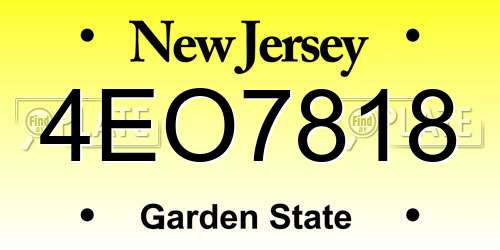 4EO7818 New Jersey License Plate