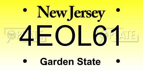 4EOL61 New Jersey License Plate