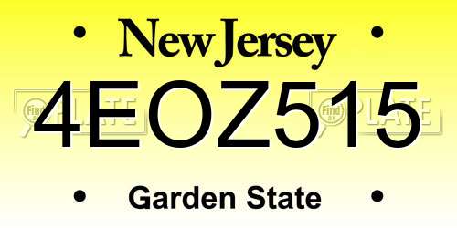 4EOZ515 New Jersey License Plate
