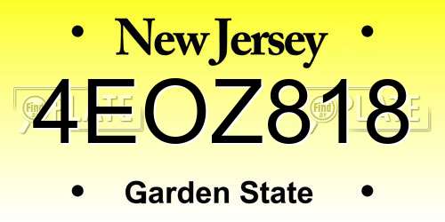 4EOZ818 New Jersey License Plate