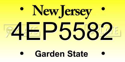 4EP5582 New Jersey License Plate