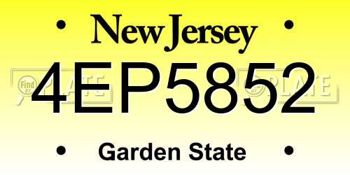 4EP5852 New Jersey License Plate