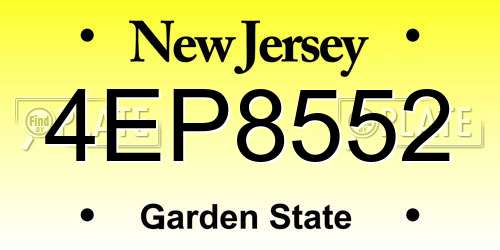 4EP8552 New Jersey License Plate