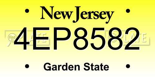 4EP8582 New Jersey License Plate