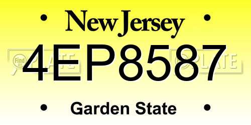4EP8587 New Jersey License Plate