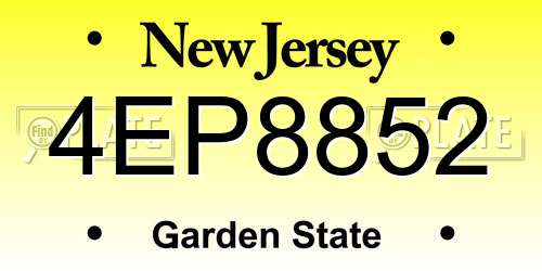 4EP8852 New Jersey License Plate