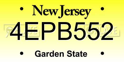 4EPB552 New Jersey License Plate