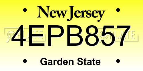 4EPB857 New Jersey License Plate