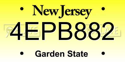 4EPB882 New Jersey License Plate