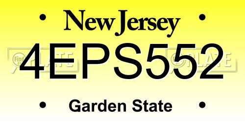 4EPS552 New Jersey License Plate